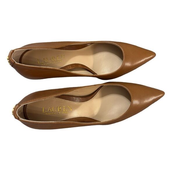 LAUREN Ralph Lauren Deep Saddle Tan Heels NWOB Size 5B - Picture 3 of 12